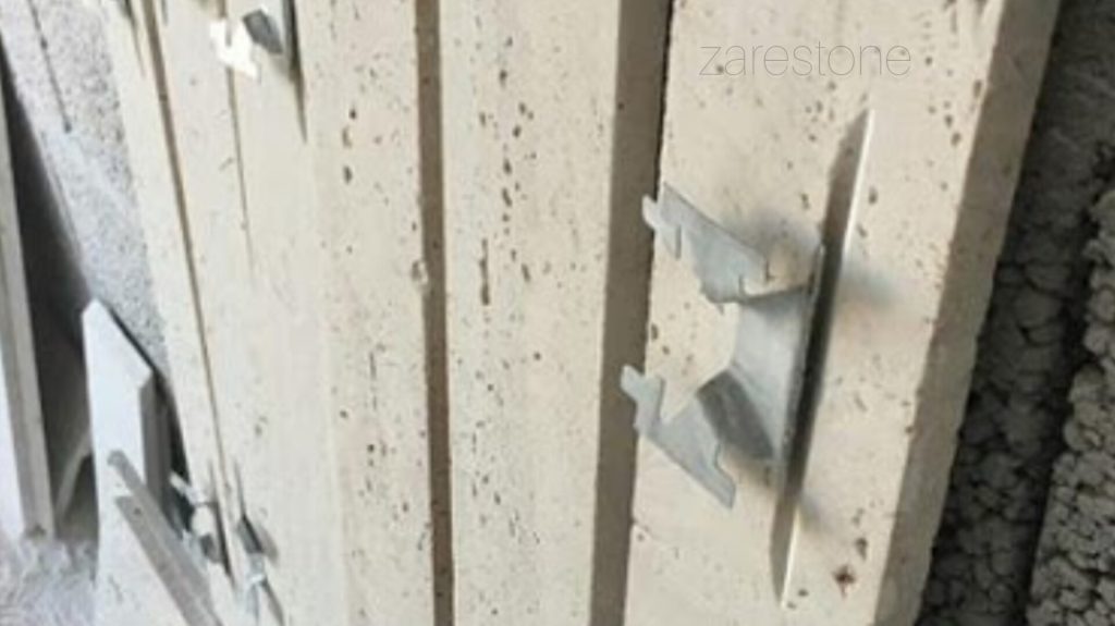 سنگ نمای شمالی، جنوبی، شرقی و غربی ساختمان و بست فلزی در نما