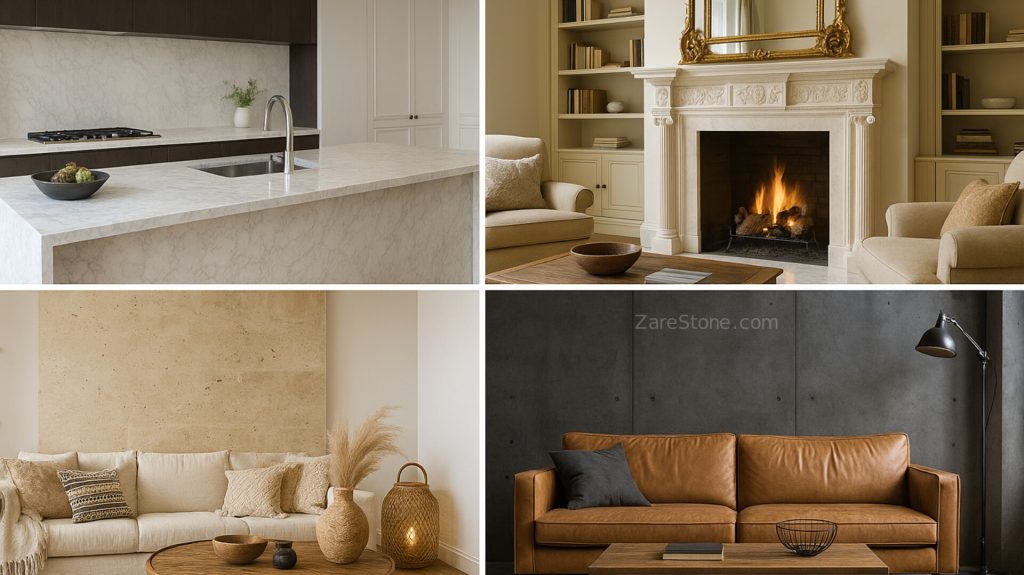 طراحی داخلی با سنگ طبیعی zarestone.com